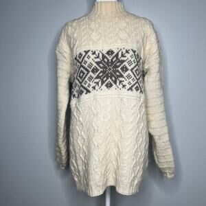 Vtg PAUL JAMES Men's Size Small England 100% Wool Cable Knit Sweater Fisherman